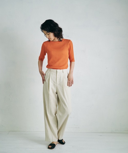 4youstory（フォーユーストーリー）の「【4youstory】リブニットトップス（Tシャツ/カットソー・レディース・ブラック/オレンジ/アイボリー/ブルー・FREE）」の10枚目の写真