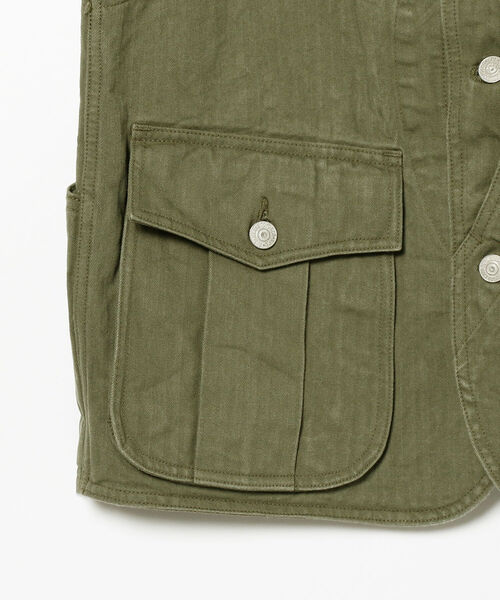 SUGAR CANE（シュガーケーン）の「SUGAR CANE / ヘリンボーン ハンティングベスト（ベスト・メンズ・オリーブ・MEDIUM）」の9枚目の写真