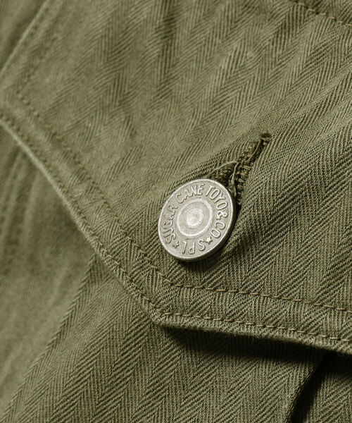 SUGAR CANE（シュガーケーン）の「SUGAR CANE / ヘリンボーン ハンティングベスト（ベスト・メンズ・オリーブ・MEDIUM）」の8枚目の写真
