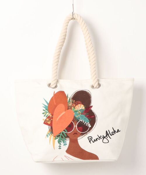 Import & Select(インポートアンドセレクト)の「【PUNKY ALOHA】16oz帆布 ロープ トートバッグ(トートバッグ・レディース・ホワイト系1/ホワイト系2・FREE)」の2枚目の写真