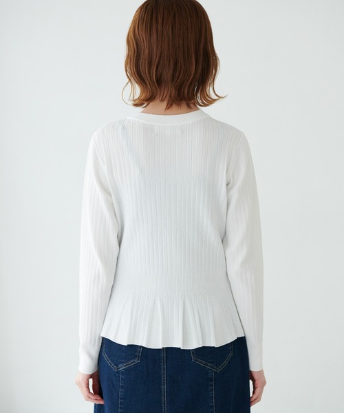 ROPE' PICNIC（ロペピクニック）の「ペプラムパールニットカーディガン（カーディガン/ボレロ・レディース・ブラック/オフホワイト/モスグリーン/パープル系その他6/オレンジ系その他4・38）」の10枚目の写真