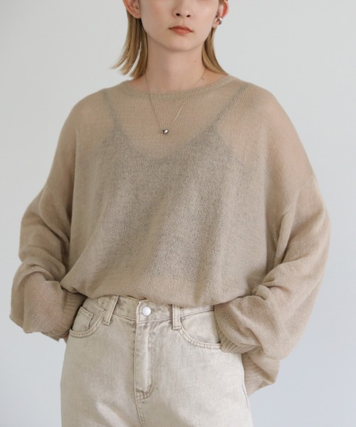 select MOCA(セレクトモカ)の「シア―ウールニット(ニット/セーター・レディース・ホワイト/ピンク/グリーン/スミクロ/グレイッシュベージュ・FREE)」の4枚目の写真
