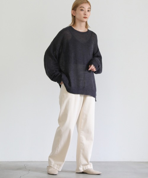 select MOCA(セレクトモカ)の「シア―ウールニット(ニット/セーター・レディース・ホワイト/ピンク/グリーン/スミクロ/グレイッシュベージュ・FREE)」の8枚目の写真
