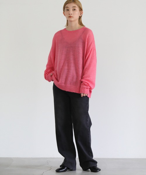 select MOCA(セレクトモカ)の「シア―ウールニット(ニット/セーター・レディース・ホワイト/ピンク/グリーン/スミクロ/グレイッシュベージュ・FREE)」の7枚目の写真