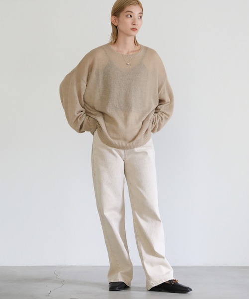 select MOCA(セレクトモカ)の「シア―ウールニット(ニット/セーター・レディース・ホワイト/ピンク/グリーン/スミクロ/グレイッシュベージュ・FREE)」の6枚目の写真