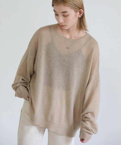 select MOCA(セレクトモカ)の「シア―ウールニット(ニット/セーター・レディース・ホワイト/ピンク/グリーン/スミクロ/グレイッシュベージュ・FREE)」の12枚目の写真