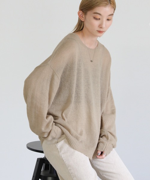 select MOCA(セレクトモカ)の「シア―ウールニット(ニット/セーター・レディース・ホワイト/ピンク/グリーン/スミクロ/グレイッシュベージュ・FREE)」の11枚目の写真