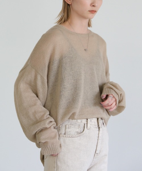 select MOCA(セレクトモカ)の「シア―ウールニット(ニット/セーター・レディース・ホワイト/ピンク/グリーン/スミクロ/グレイッシュベージュ・FREE)」の15枚目の写真