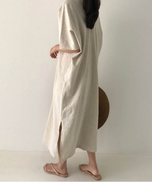 AMELY（エミリー）の「リネン混ワンピース（ワンピース・レディース・ブラック/ベージュ・S/M/L）」の10枚目の写真