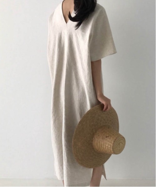 AMELY（エミリー）の「リネン混ワンピース（ワンピース・レディース・ブラック/ベージュ・S/M/L）」の14枚目の写真