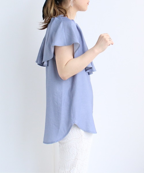 TRIANGLE PALETTE（トライアングルパレット）の「ケープカラーノースリブラウス（シャツ/ブラウス・レディース・アイボリー/サックスブルー/オフホワイト・FREE）」の22枚目の写真