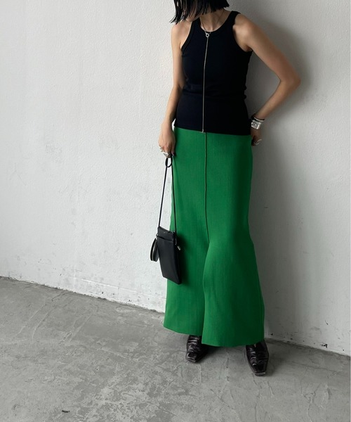 AIC.（エーアイシー）の「【再入荷】スポンジニットスリットロングスカート/前後2WAY（スカート・レディース・グリーン/ブラック/ピンク/ブルー・FREE）」の6枚目の写真