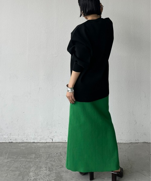 AIC.（エーアイシー）の「【再入荷】スポンジニットスリットロングスカート/前後2WAY（スカート・レディース・グリーン/ブラック/ピンク/ブルー・FREE）」の12枚目の写真