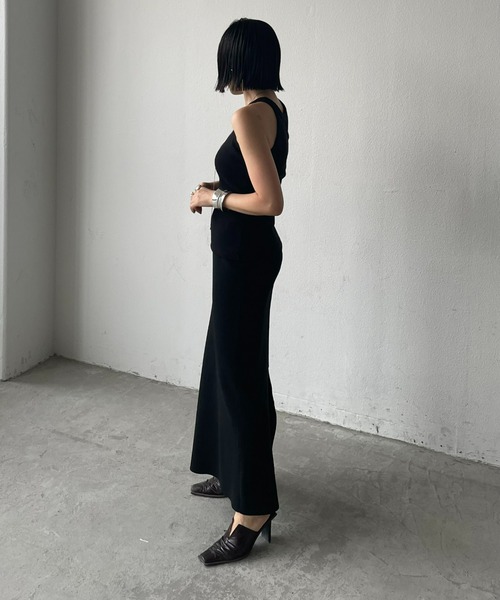 AIC.（エーアイシー）の「【再入荷】スポンジニットスリットロングスカート/前後2WAY（スカート・レディース・グリーン/ブラック/ピンク/ブルー・FREE）」の14枚目の写真