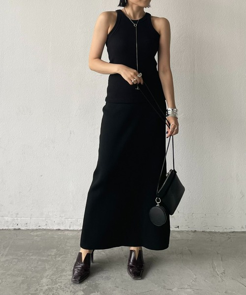 AIC.（エーアイシー）の「【再入荷】スポンジニットスリットロングスカート/前後2WAY（スカート・レディース・グリーン/ブラック/ピンク/ブルー・FREE）」の17枚目の写真