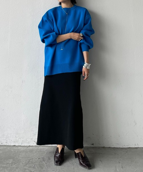 AIC.（エーアイシー）の「【再入荷】スポンジニットスリットロングスカート/前後2WAY（スカート・レディース・グリーン/ブラック/ピンク/ブルー・FREE）」の11枚目の写真