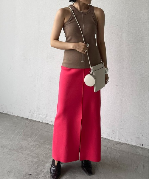 AIC.（エーアイシー）の「【再入荷】スポンジニットスリットロングスカート/前後2WAY（スカート・レディース・グリーン/ブラック/ピンク/ブルー・FREE）」の16枚目の写真