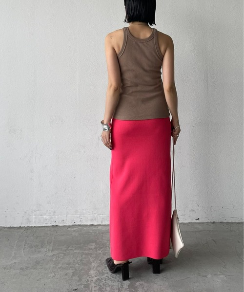 AIC.（エーアイシー）の「【再入荷】スポンジニットスリットロングスカート/前後2WAY（スカート・レディース・グリーン/ブラック/ピンク/ブルー・FREE）」の13枚目の写真