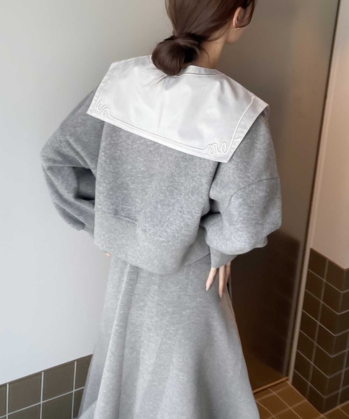 classicalelf（クラシカルエルフ）の「+1で上級映え。2wayビッグカラー刺繍入り付け襟（付け襟・レディース・ブラック/オフホワイト/インディゴブルー/ブルー・M-L/L-XL）」の6枚目の写真