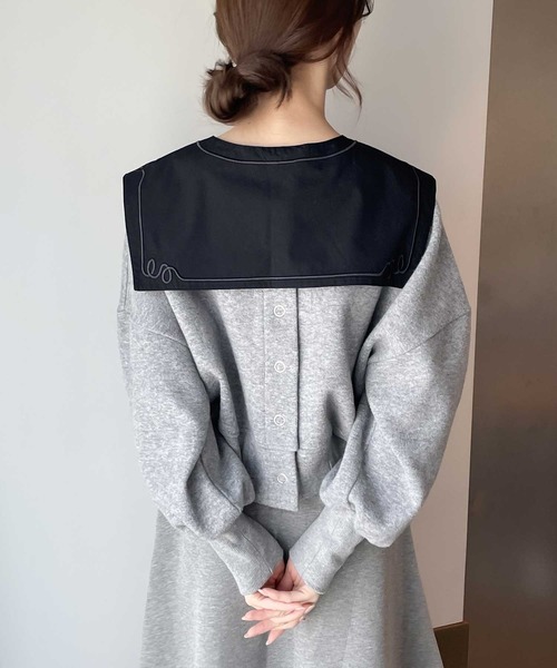 classicalelf（クラシカルエルフ）の「+1で上級映え。2wayビッグカラー刺繍入り付け襟（付け襟・レディース・ブラック/オフホワイト/インディゴブルー/ブルー・M-L/L-XL）」の12枚目の写真