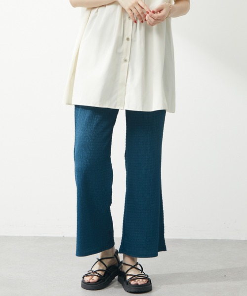 Green　Parks（グリーンパークス）の「ふくれジャガードカットパンツ（その他パンツ・レディース・アイボリー/チャコールグレー/イエロー/ブルー・FREE）」の4枚目の写真