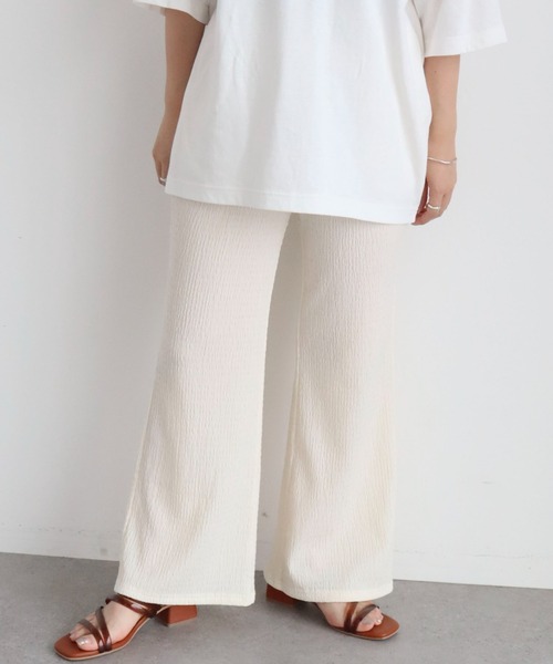 Green　Parks（グリーンパークス）の「ふくれジャガードカットパンツ（その他パンツ・レディース・アイボリー/チャコールグレー/イエロー/ブルー・FREE）」の2枚目の写真