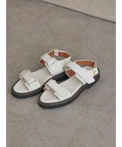 AMERICAN HOLIC（アメリカンホリック）の「ダブルステッチ厚底ベロクロサンダル（サンダル・レディース・アイボリー/ブラック・L/M）」の13枚目の写真