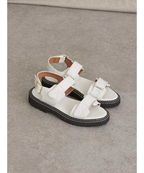 AMERICAN HOLIC（アメリカンホリック）の「ダブルステッチ厚底ベロクロサンダル（サンダル・レディース・アイボリー/ブラック・L/M）」の16枚目の写真