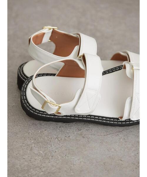 AMERICAN HOLIC（アメリカンホリック）の「ダブルステッチ厚底ベロクロサンダル（サンダル・レディース・アイボリー/ブラック・L/M）」の19枚目の写真
