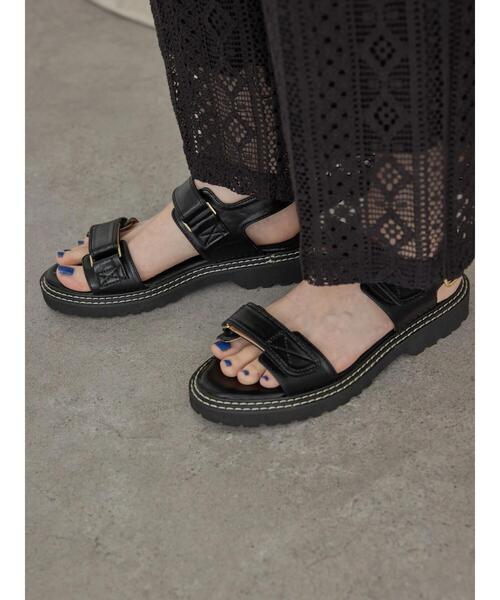 AMERICAN HOLIC（アメリカンホリック）の「ダブルステッチ厚底ベロクロサンダル（サンダル・レディース・アイボリー/ブラック・L/M）」の20枚目の写真