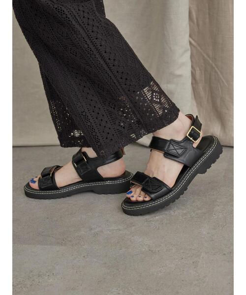 AMERICAN HOLIC（アメリカンホリック）の「ダブルステッチ厚底ベロクロサンダル（サンダル・レディース・アイボリー/ブラック・L/M）」の21枚目の写真