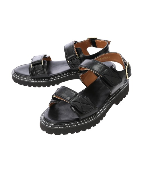 AMERICAN HOLIC（アメリカンホリック）の「ダブルステッチ厚底ベロクロサンダル（サンダル・レディース・アイボリー/ブラック・L/M）」の5枚目の写真