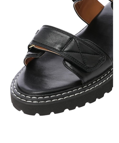 AMERICAN HOLIC（アメリカンホリック）の「ダブルステッチ厚底ベロクロサンダル（サンダル・レディース・アイボリー/ブラック・L/M）」の7枚目の写真