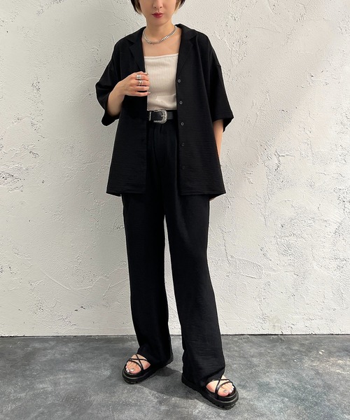 apres jour mignon（アプレジュールミニョン）の「開襟シャツ【ZOZOTOWN限定アイテム】 【SETUP着用可能】（シャツ/ブラウス・レディース・チャコールグレー/ブラック/ブルー・X-LARGE/フリー）」の9枚目の写真