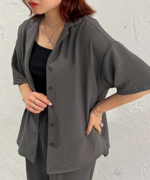 apres jour mignon（アプレジュールミニョン）の「開襟シャツ【ZOZOTOWN限定アイテム】 【SETUP着用可能】（シャツ/ブラウス・レディース・チャコールグレー/ブラック/ブルー・X-LARGE/フリー）」の13枚目の写真