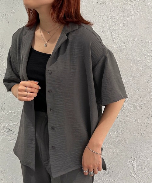 apres jour mignon（アプレジュールミニョン）の「開襟シャツ【ZOZOTOWN限定アイテム】 【SETUP着用可能】（シャツ/ブラウス・レディース・チャコールグレー/ブラック/ブルー・X-LARGE/フリー）」の21枚目の写真