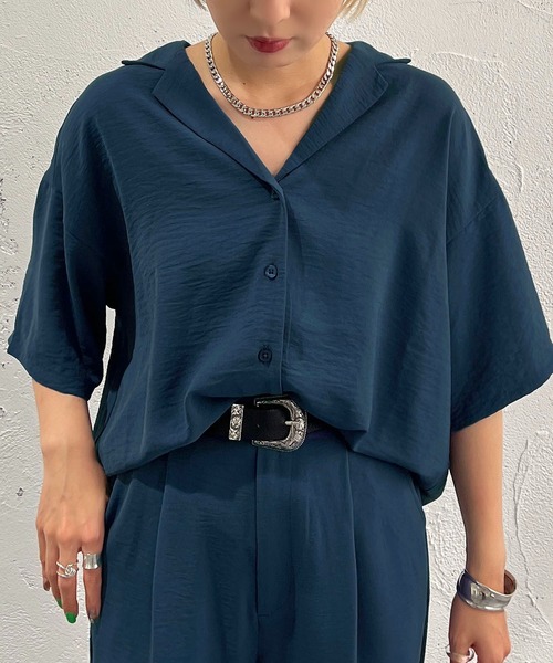 apres jour mignon（アプレジュールミニョン）の「開襟シャツ【ZOZOTOWN限定アイテム】 【SETUP着用可能】（シャツ/ブラウス・レディース・チャコールグレー/ブラック/ブルー・X-LARGE/フリー）」の6枚目の写真