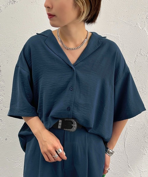 apres jour mignon（アプレジュールミニョン）の「開襟シャツ【ZOZOTOWN限定アイテム】 【SETUP着用可能】（シャツ/ブラウス・レディース・チャコールグレー/ブラック/ブルー・X-LARGE/フリー）」の14枚目の写真