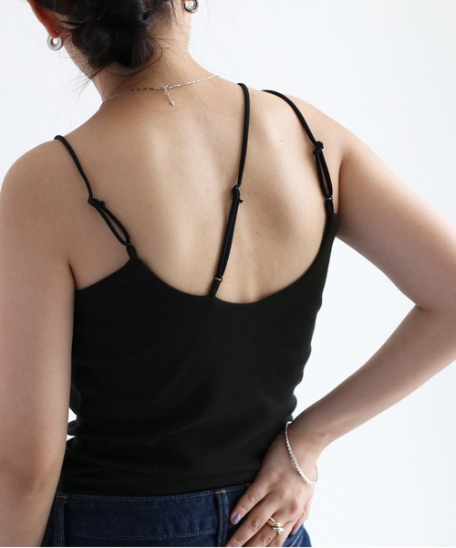 cepo(セポ)の「アシメトリー カップツキインナーキャミソール(キャミソール・レディース・ブラック/オフホワイト・M)」の6枚目の写真