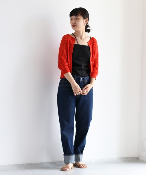 cepo(セポ)の「アシメトリー カップツキインナーキャミソール(キャミソール・レディース・ブラック/オフホワイト・M)」の9枚目の写真