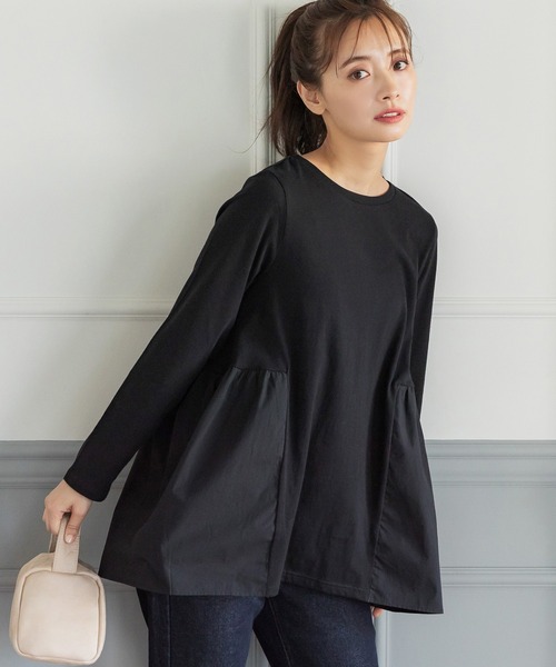 coca（coca）（コカ）の「バックギャザートップス（Tシャツ/カットソー・レディース・ホワイト/ブラック・M/L）」の2枚目の写真