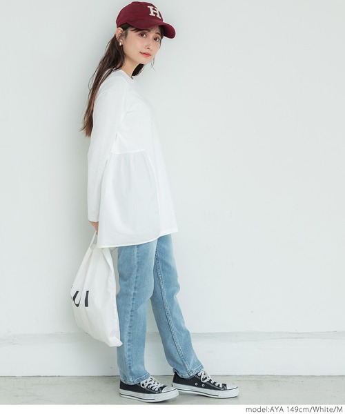 coca（coca）（コカ）の「バックギャザートップス（Tシャツ/カットソー・レディース・ホワイト/ブラック・M/L）」の9枚目の写真