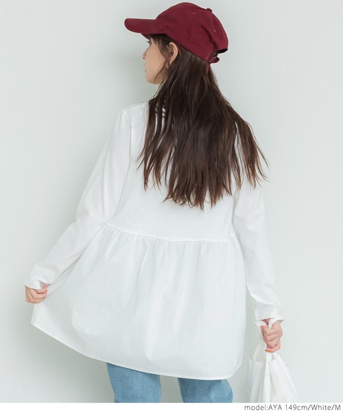 coca（coca）（コカ）の「バックギャザートップス（Tシャツ/カットソー・レディース・ホワイト/ブラック・M/L）」の10枚目の写真
