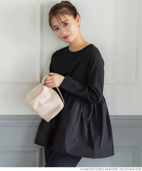 coca（coca）（コカ）の「バックギャザートップス（Tシャツ/カットソー・レディース・ホワイト/ブラック・M/L）」の3枚目の写真