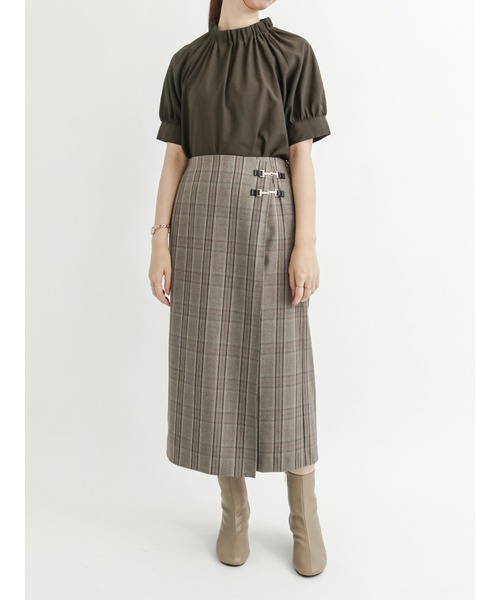 Te chichi（テチチ）の「花柄ギャザースタンドカラーブラウス（シャツ/ブラウス・レディース・ネイビー/ブラウン/オレンジ・ﾌﾘ-）」の5枚目の写真