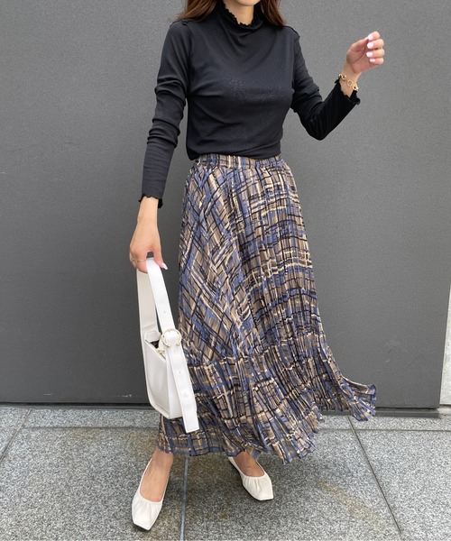 StyleSea（スタイルシー）の「チェックプリントランダムプリーツスカート（スカート・レディース・モカ/グリーン・FREE）」の17枚目の写真