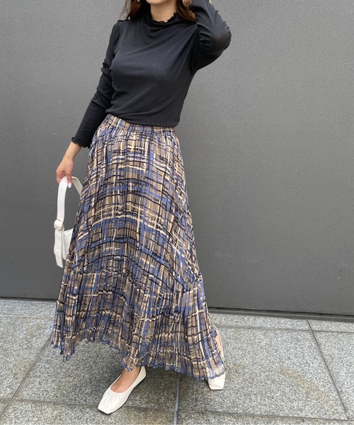 StyleSea（スタイルシー）の「チェックプリントランダムプリーツスカート（スカート・レディース・モカ/グリーン・FREE）」の21枚目の写真