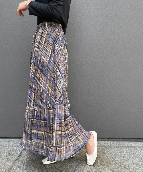 StyleSea（スタイルシー）の「チェックプリントランダムプリーツスカート（スカート・レディース・モカ/グリーン・FREE）」の16枚目の写真