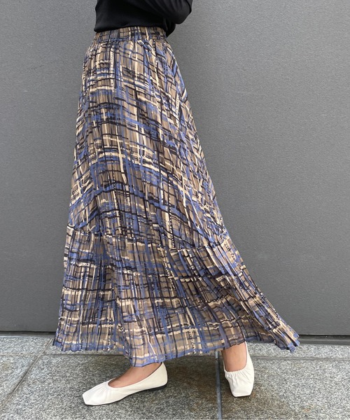 StyleSea（スタイルシー）の「チェックプリントランダムプリーツスカート（スカート・レディース・モカ/グリーン・FREE）」の18枚目の写真