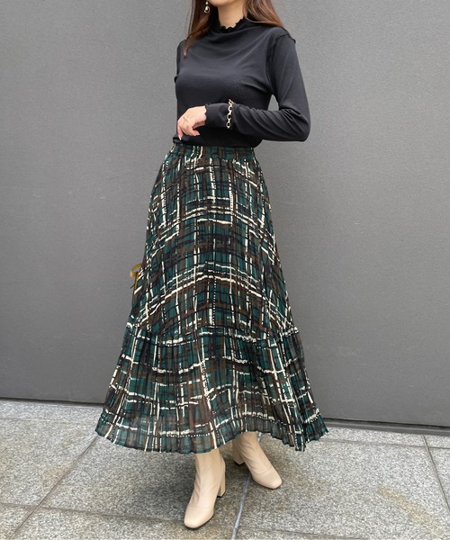 StyleSea（スタイルシー）の「チェックプリントランダムプリーツスカート（スカート・レディース・モカ/グリーン・FREE）」の20枚目の写真